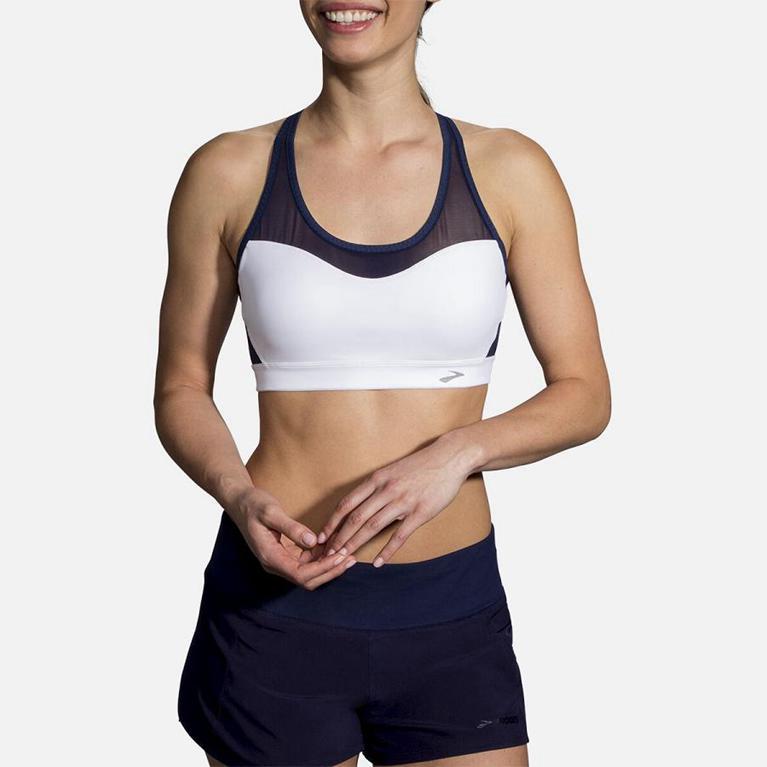 Brooks Fastforward Crossback - Womens Running Bra - White (85406VRDJ)